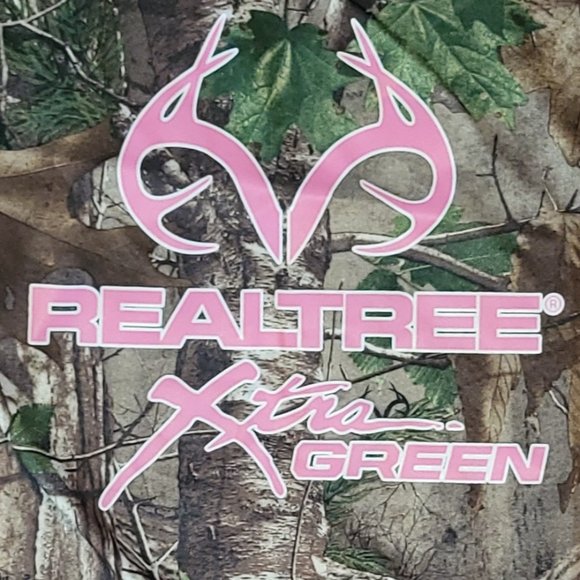 Realtree Xtra Green T-shirt Short Sleeve Camo Pink Horns Logo Ladies Size Small - Picture 2 of 5